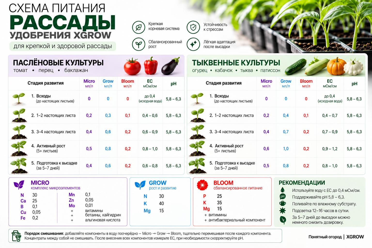 Схема питания рассады