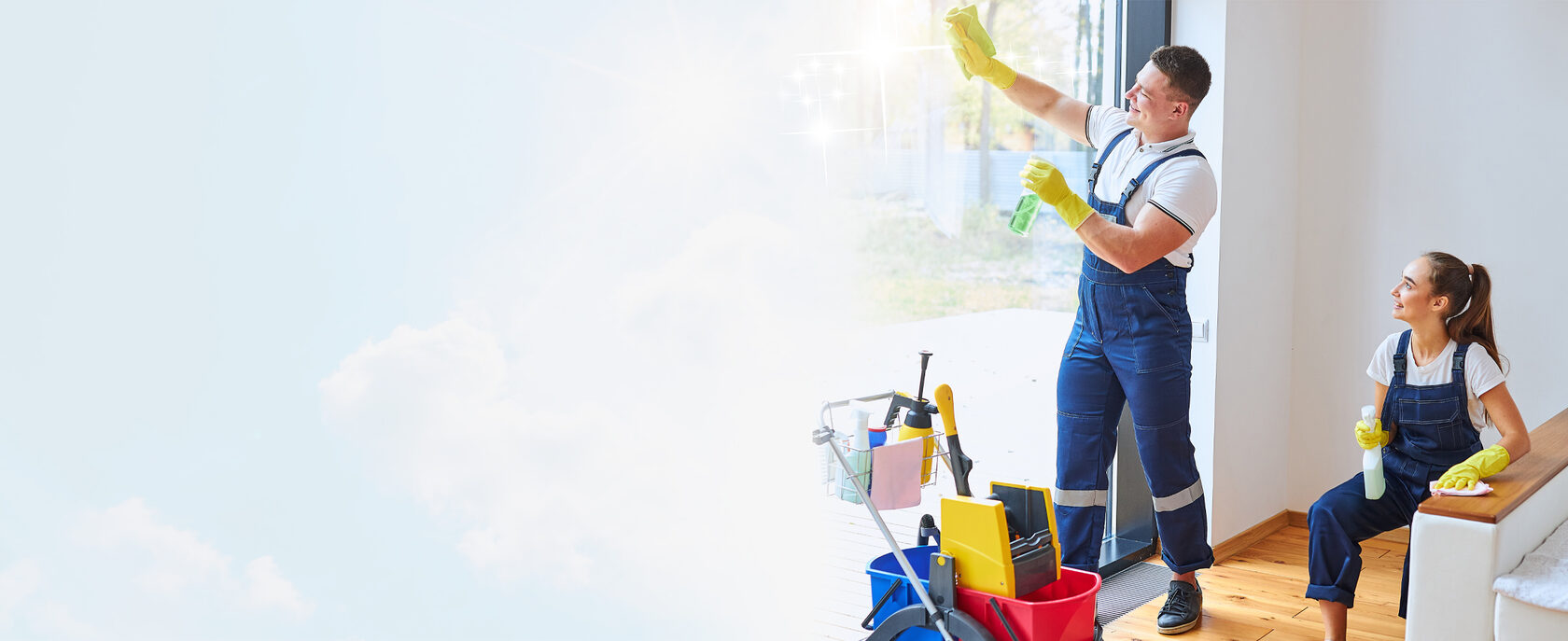 Professional cleaning service in a residential home