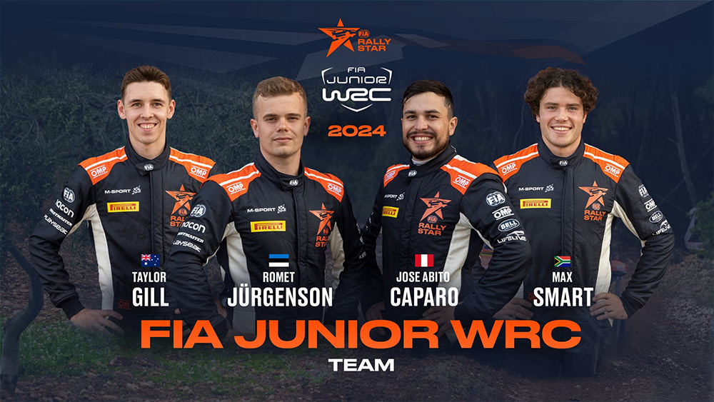 Победители программы FIA Rally Star: Тейлор Гилл, Ромет Юргенсон, Хосе Капаро и Макс Смарт