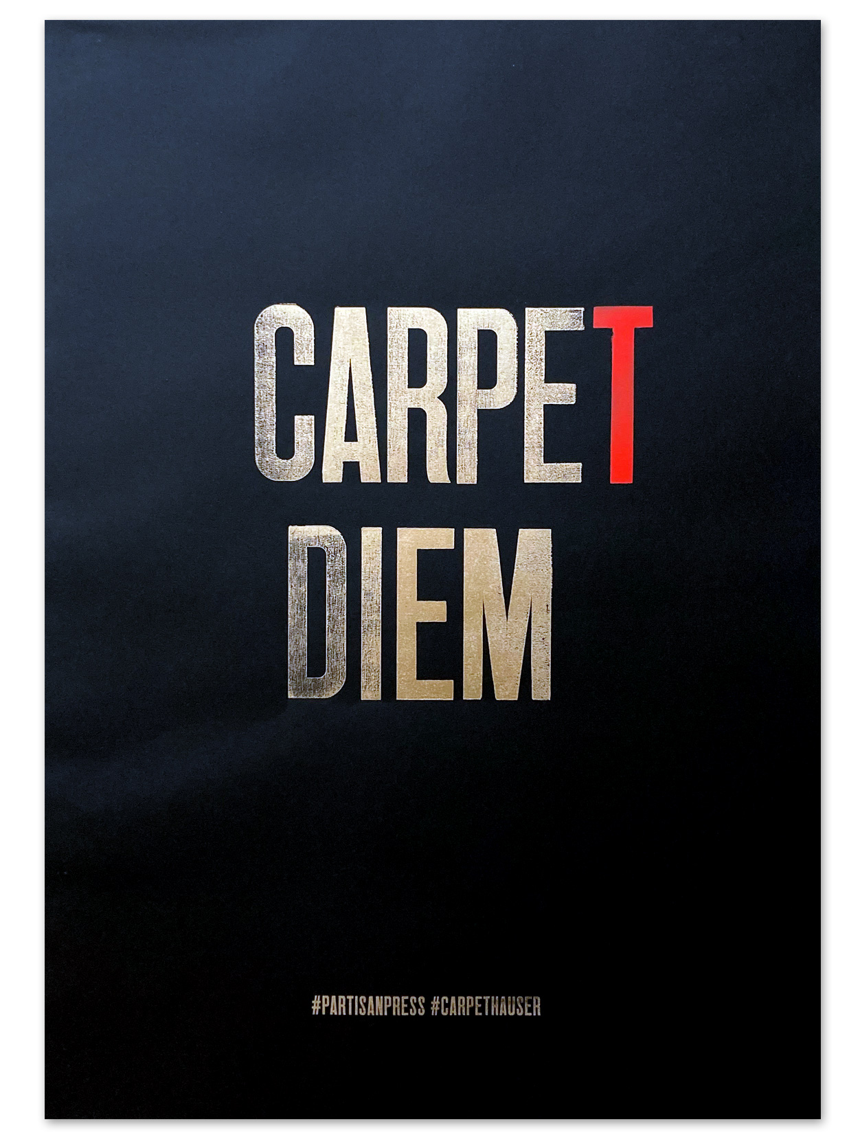 Постер тиражный ручная печать золотом по черной бумаге Carpe diem ...