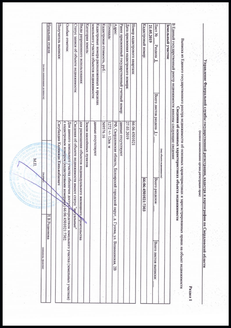 Выписка из ЕГРН