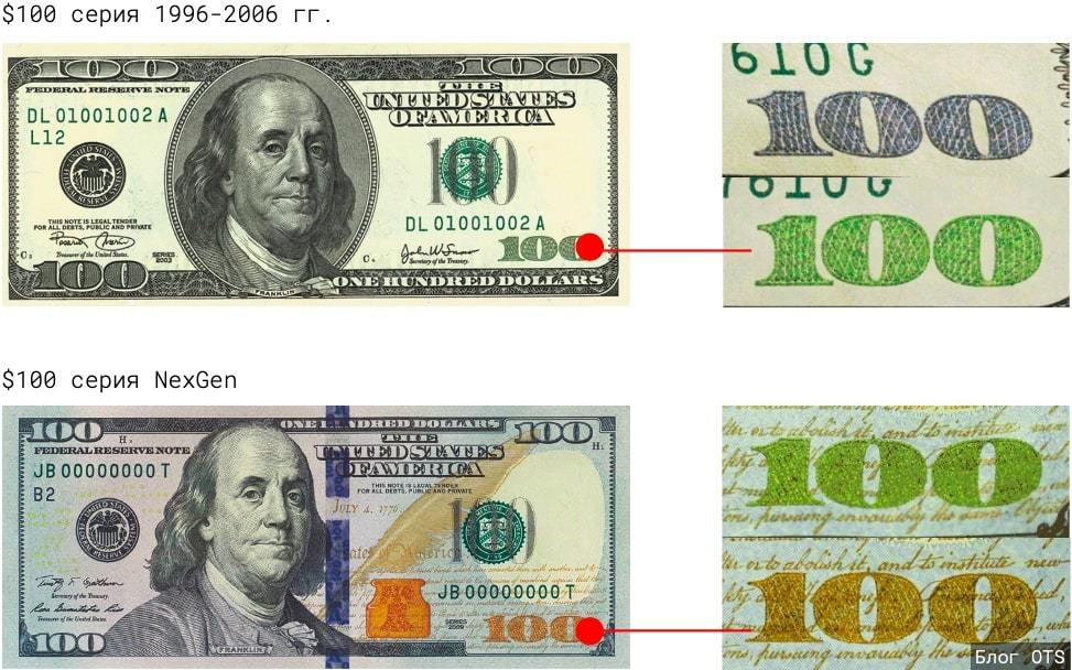 Доллар новые и старые купюры. Признаки подлинности долларов США. Как отличить подлинность купюры 100 долларов. 100 Долларов подлинность. 100 Долларов США признаки подлинности.