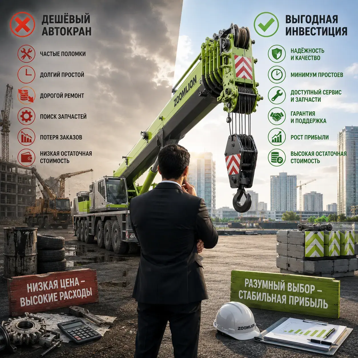 Автокран ZOOMLION — сравнение цены покупки и реальной стоимости владения спецтехникой