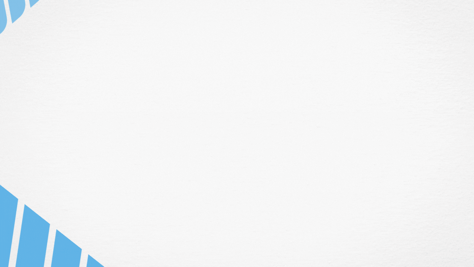 Дизайн презентации: чистый белый фон с небольшим голубым графическим элементом, используемый как разделитель или переход между секциями 