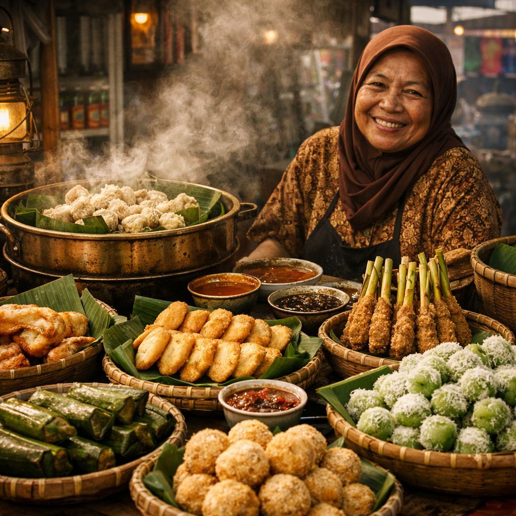 Kumpulan jajanan tradisional Indonesia yang memperlihatkan kekayaan rasa, tekstur, dan budaya lokal