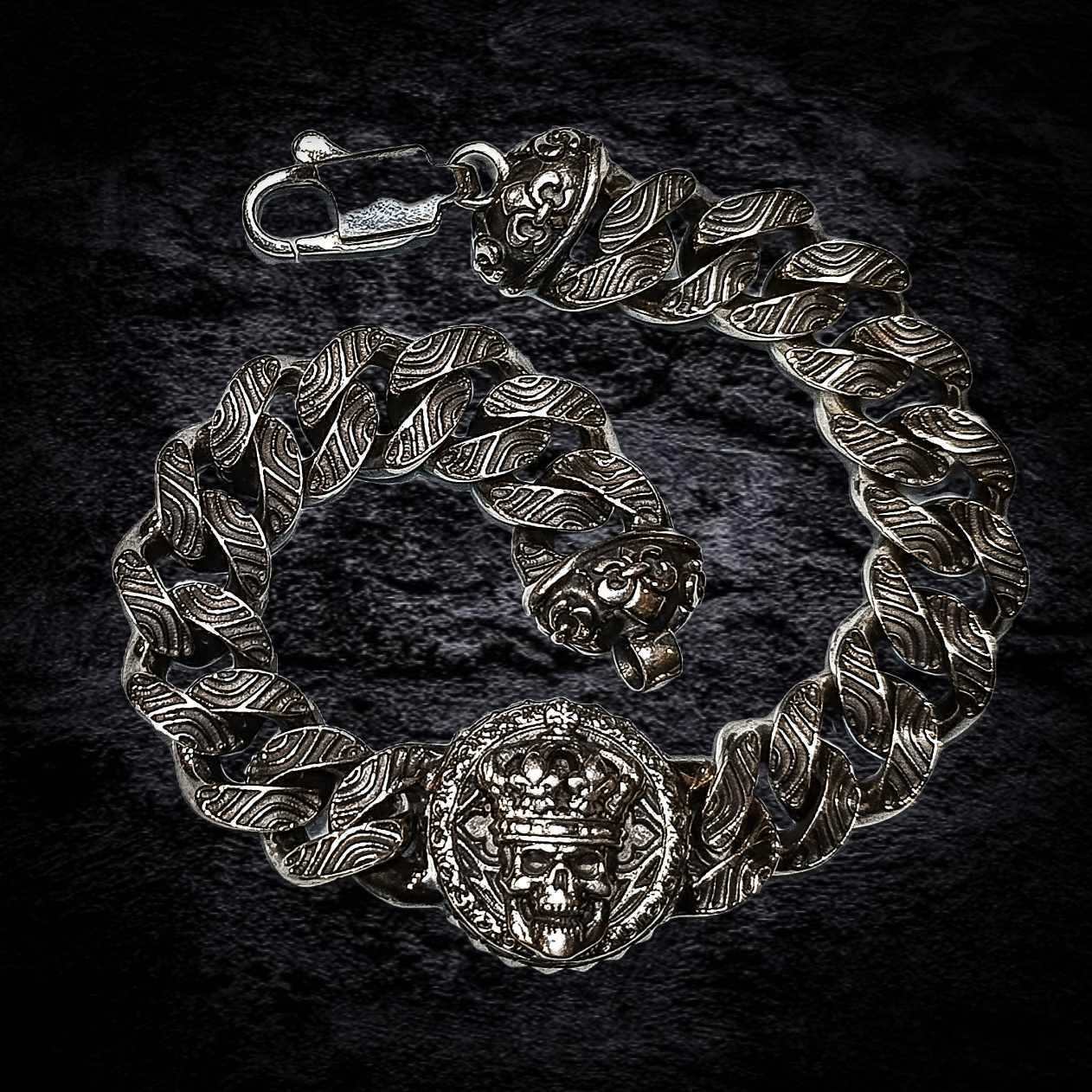 байкерский браслет, тяжёлый мужской браслет, брутальный браслет.