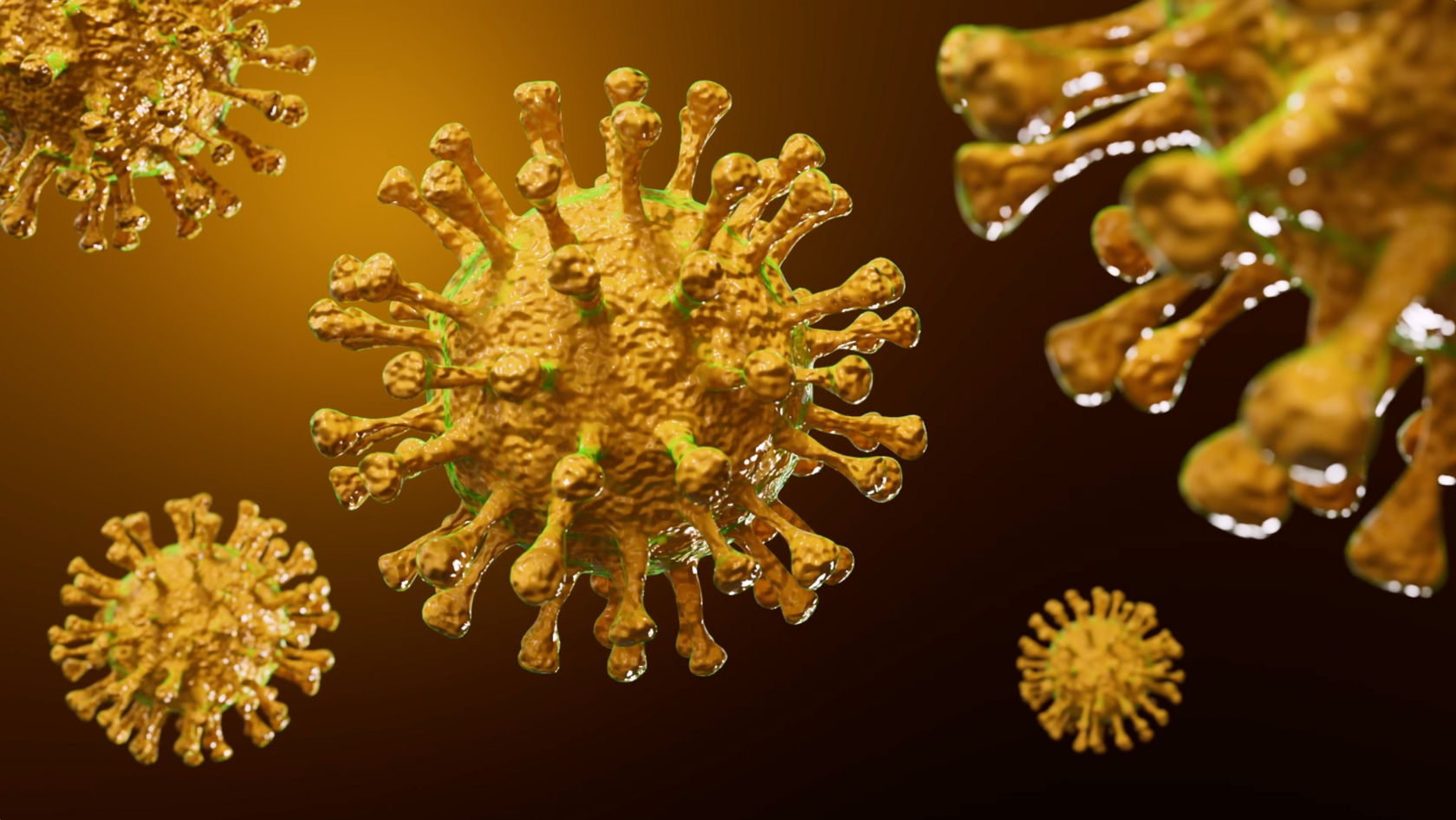 анимированная 3D-модель вируса, похожего на коронавирус, Cinema 4D и Redshift