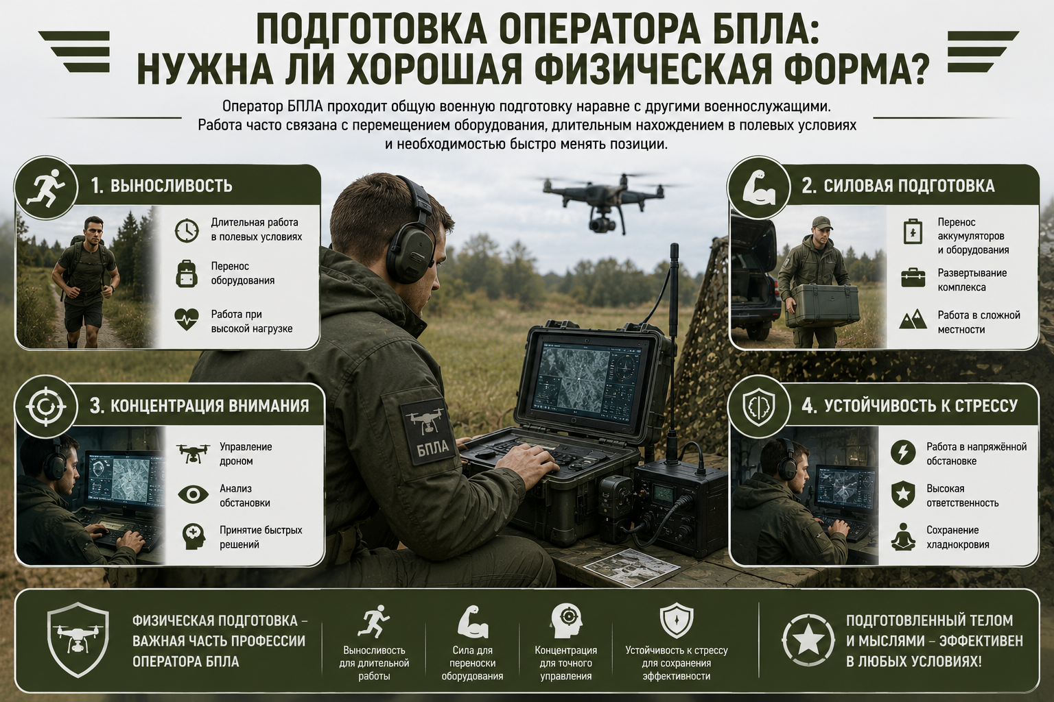 Подготовка оператора БПЛА: выносливость, концентрация и физическая подготовка