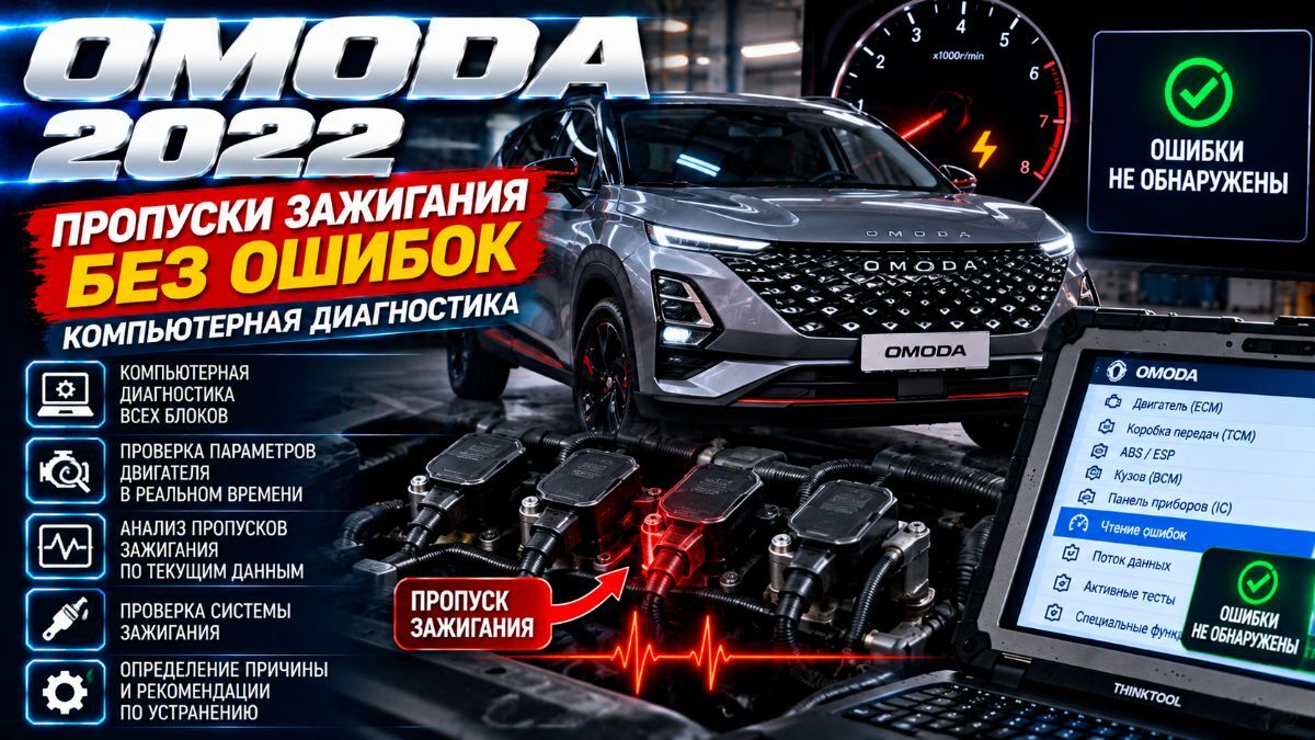 Omoda 2022 — пропуски зажигания без ошибок: компьютерная диагностика