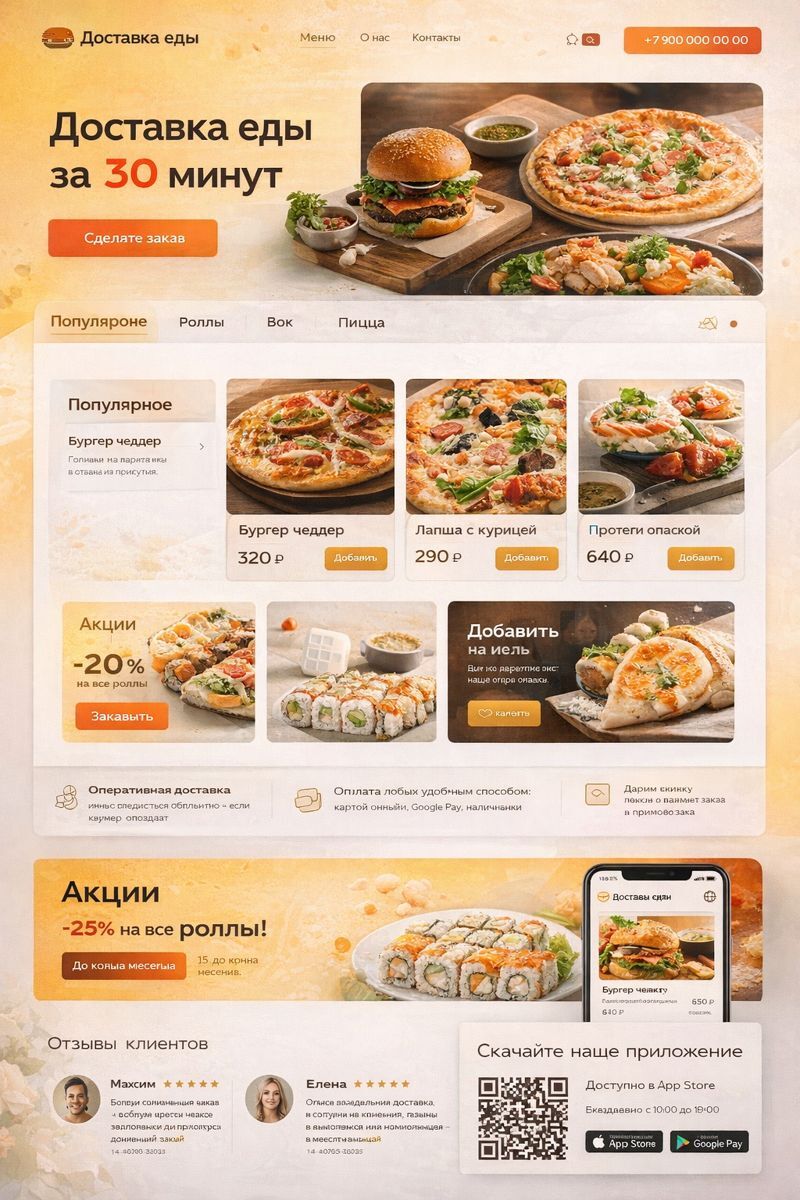 Лендинг: доставка еды