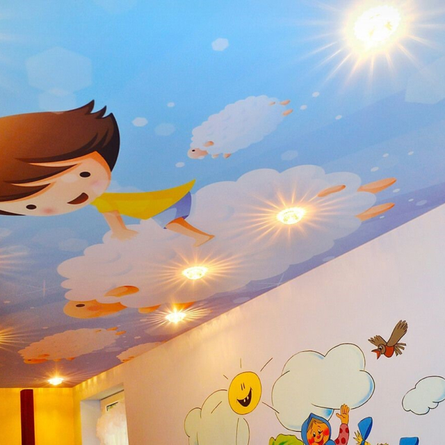 Матовый потолок в гостиной