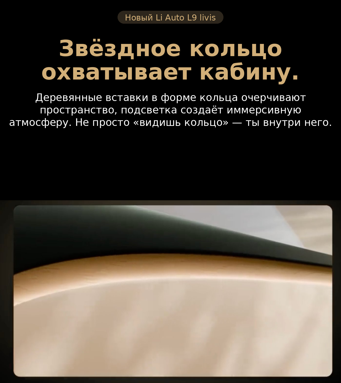 Кольцевые вставки из натурального дерева с встроенной подсветкой в интерьере Li Auto L9 Livis — концепция «Звёздного кольца»