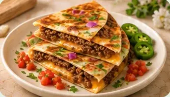 Пряная тортилья с мясом и сыром