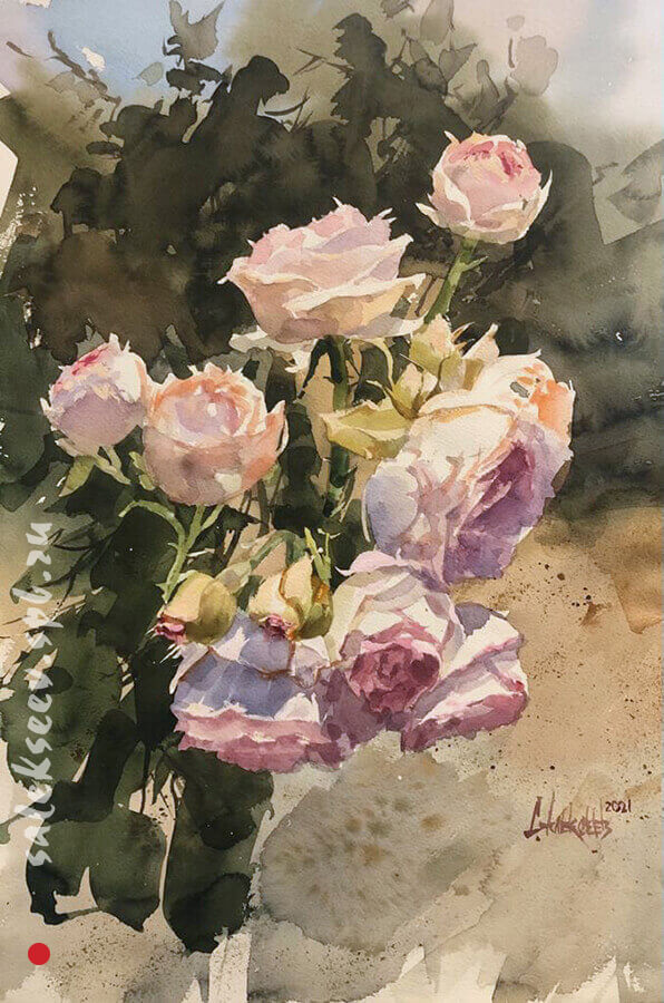 The rose in the garden. 2021. Watercolor on paper, 56x36 cm