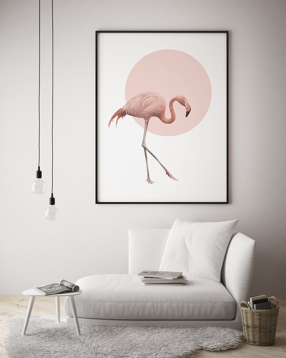 Постер икеа розовый Фламинго