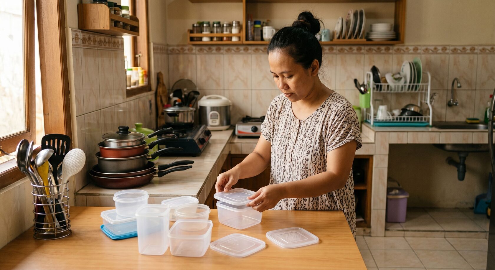 Menyortir alat masak di dapur kecil agar lebih hemat ruang
