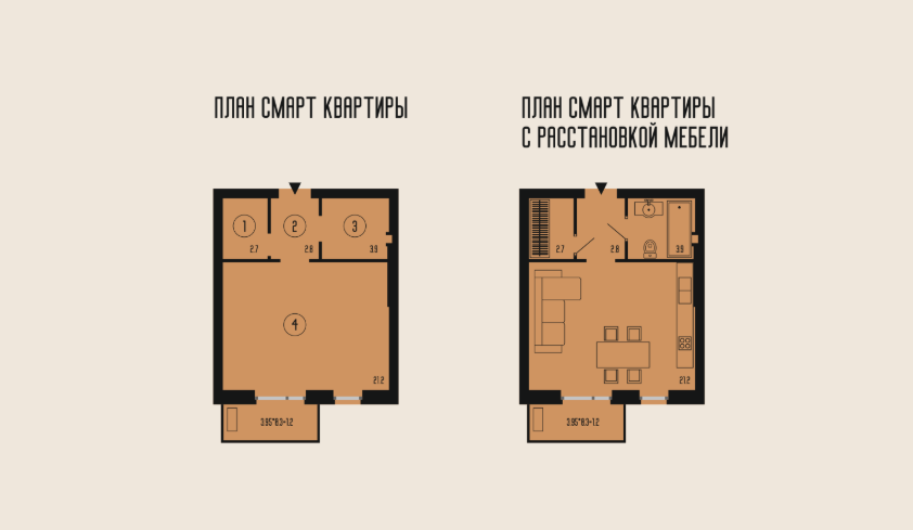 Дизайн-проекты для квартир-студий площадью 21 кв.м.