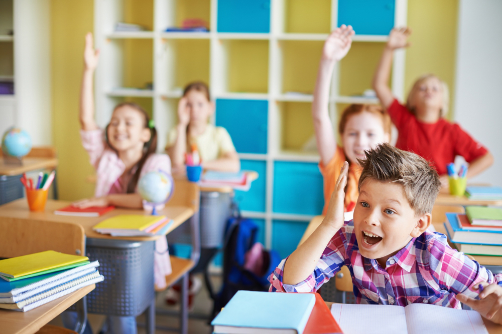 A class of children learning something new.