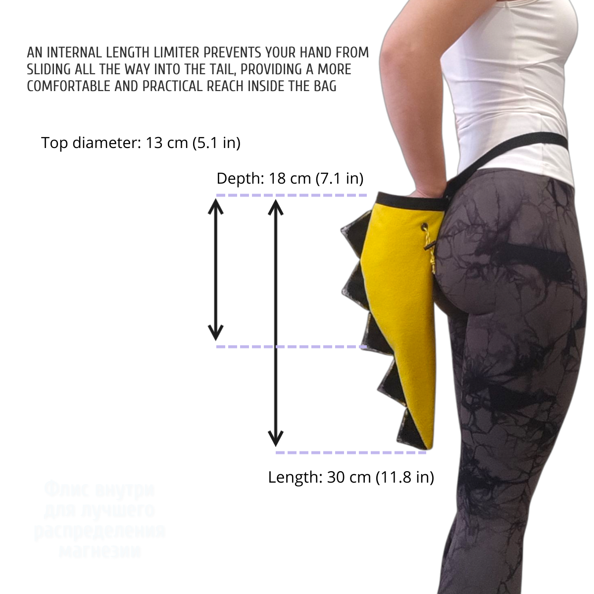 Chalk bag Dino Tail yellow for rock climbing