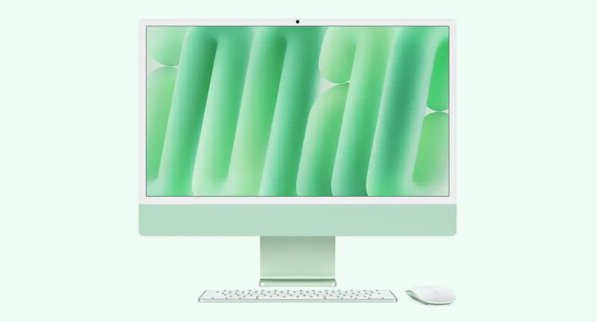 Зеленый iMac в домашнем кабинете