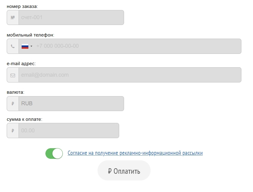 Форма для оплаты - фото