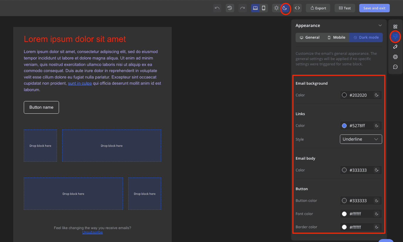 Modifying colors for dark mode in appearance