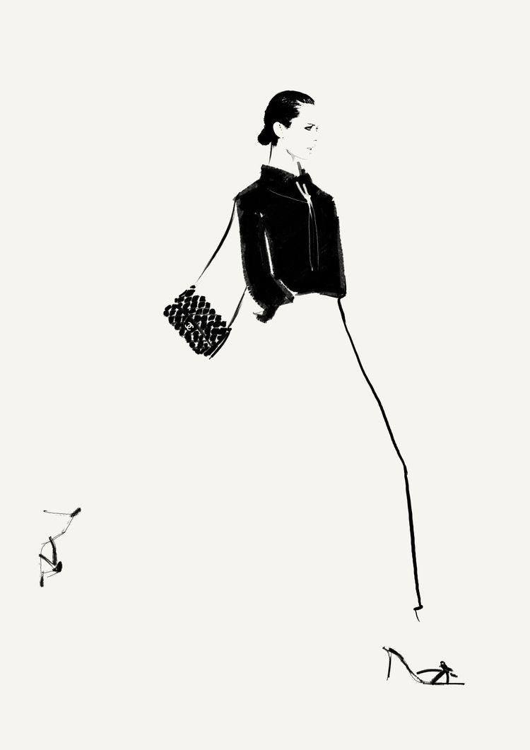 рисунок девушки с сумкой