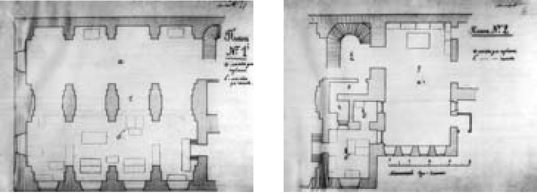 План 2-го этажа усадебного комплекса и планы флигеля
