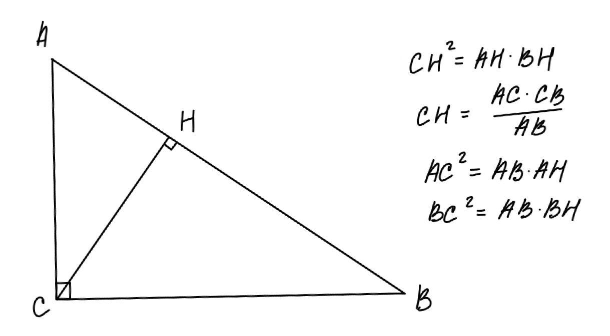 Высоты в прямоугольном треугольнике рисунок