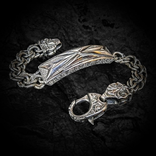 готический браслет, серебряный браслет мужской массивный, рокерский браслет.