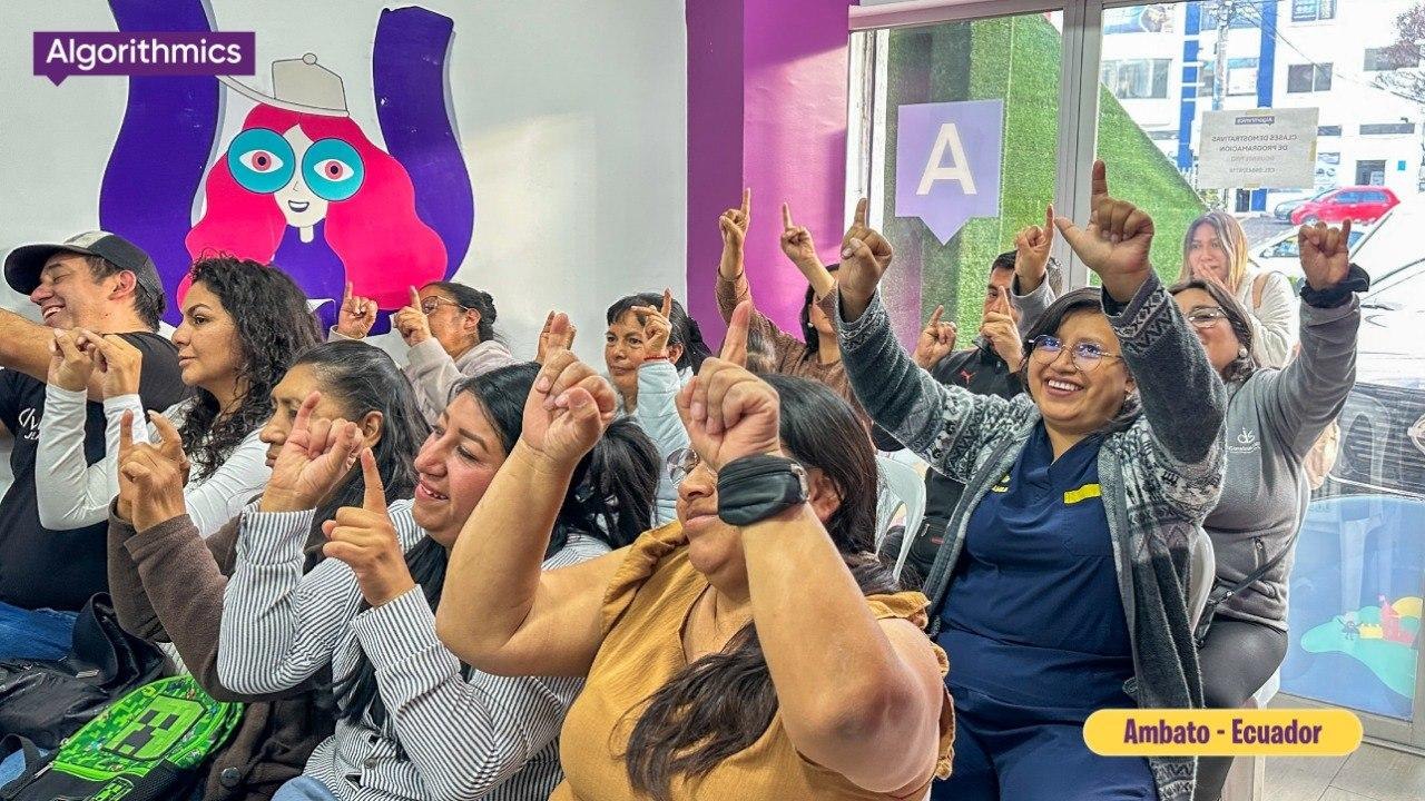 parents at an Algorithmics coding school workshop