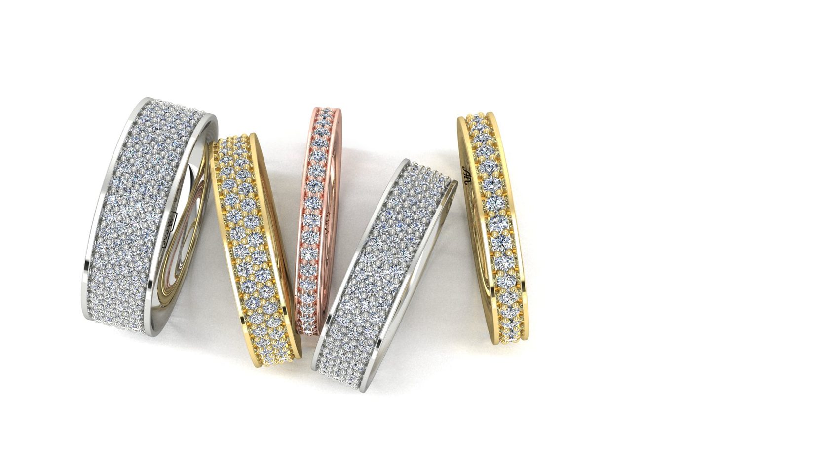 Купить бриллиантовое кольцо, бриллиантовая дорожка из золота