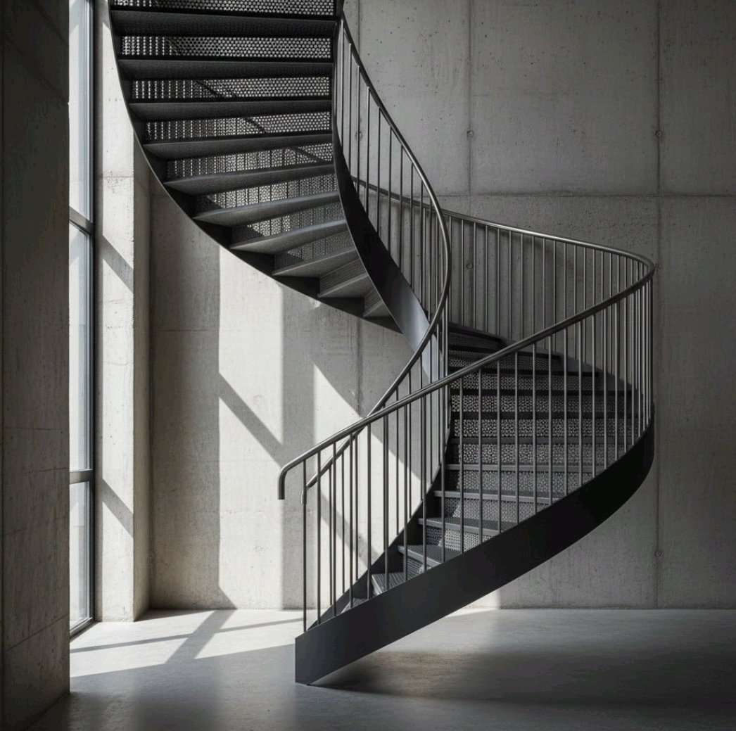 каркасная конструкция винтовой лестницы из металла