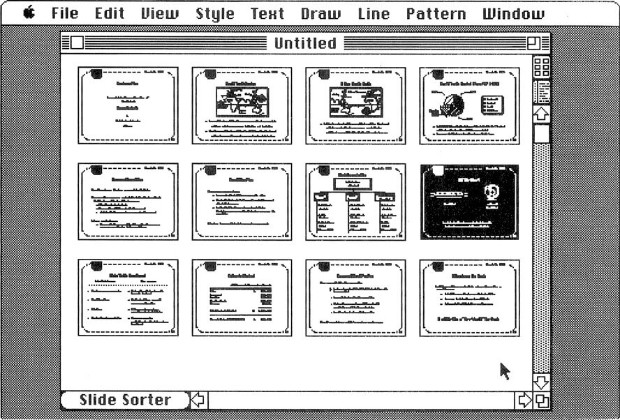 сортировка слайдов в PowerPoint 1987