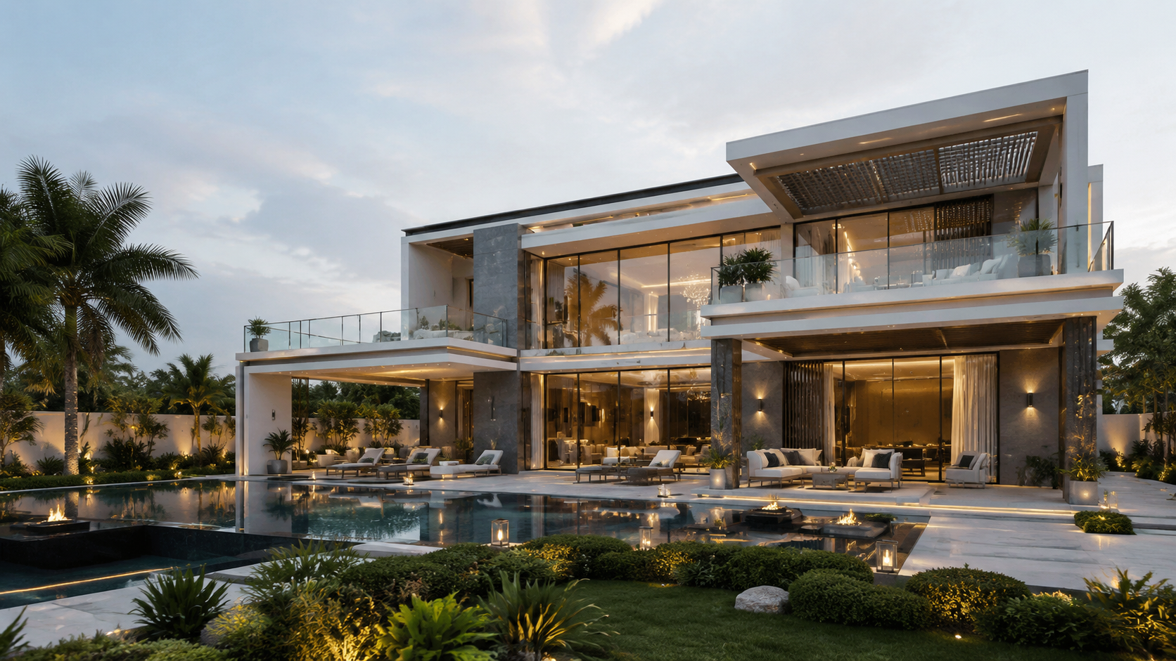 Luxury villa in Dubai featuring KNX smart home automation intelligent lighting HVAC control automated curtains and premium home technology integration.