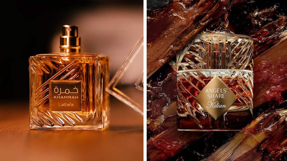 Discover the captivating world of Khamrah Lattafa perfumes, a parallel to Angels' Share By Kilian. Immerse yourself in the enchanting scents that evoke a sun-drenched date orchard.