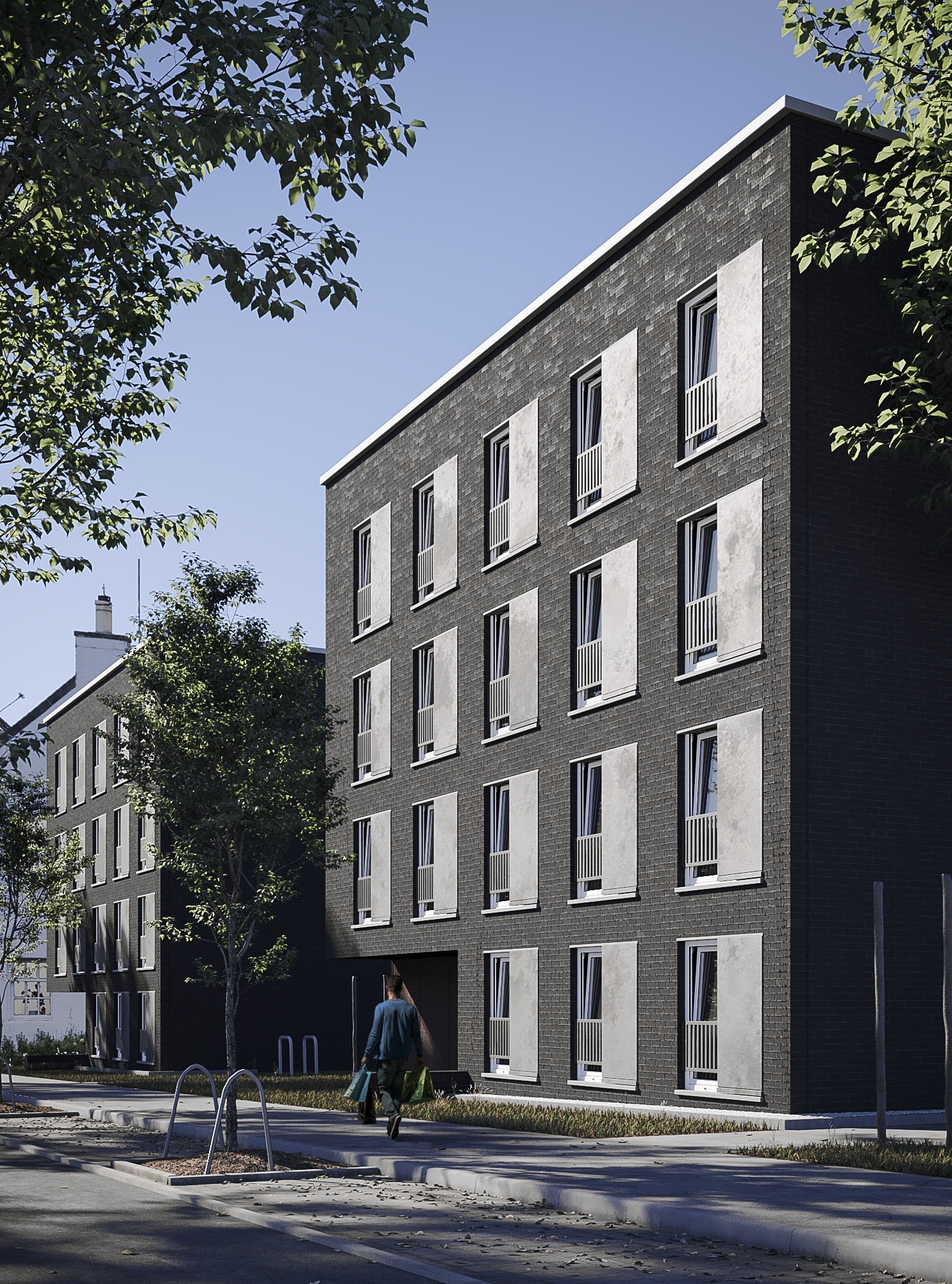 визуализация здания с людьми