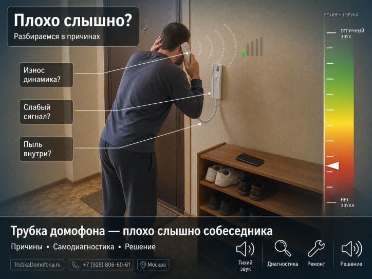 Трубка домофона плохо слышно собеседника — в чём причина