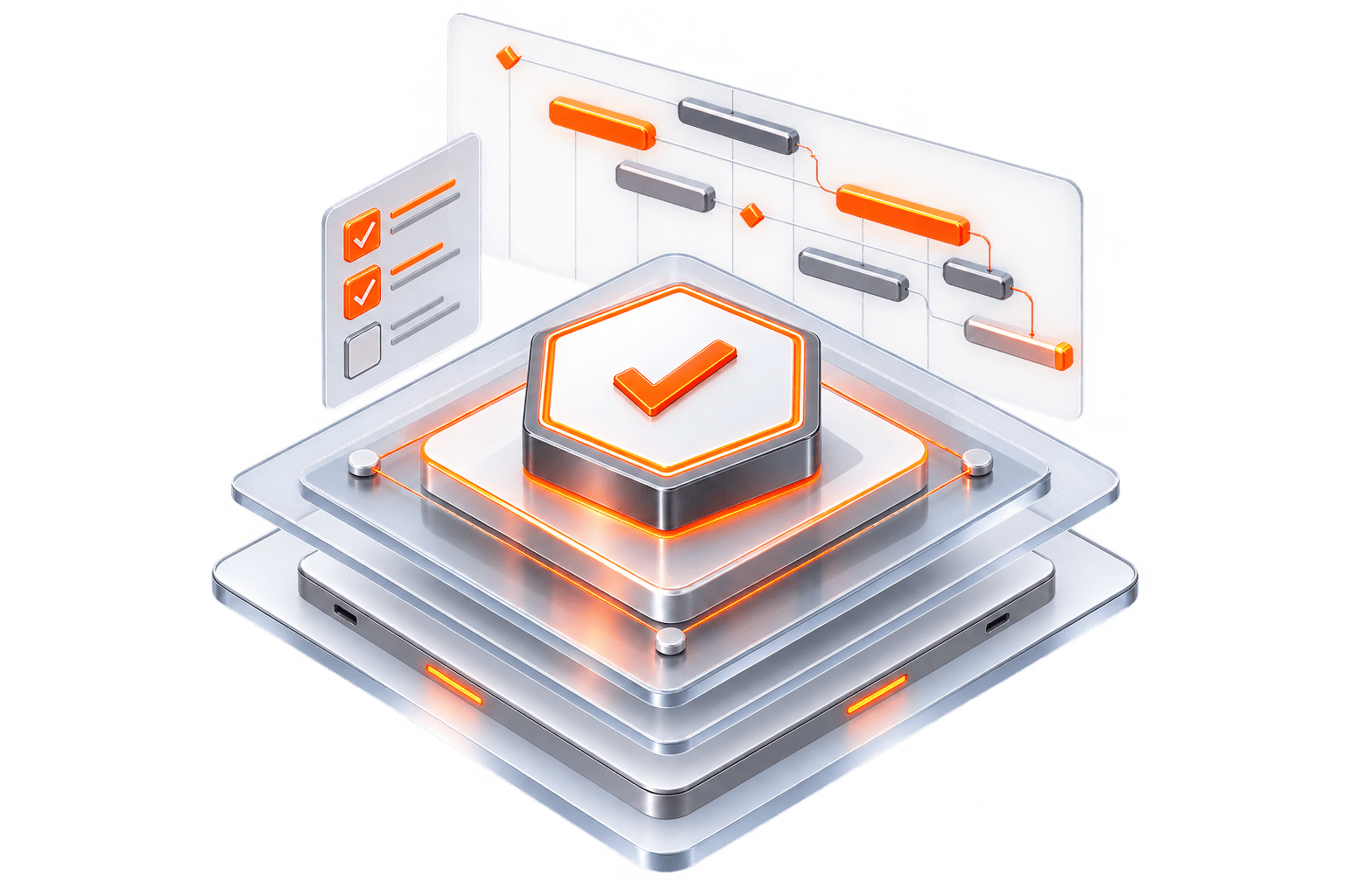 Контроль проекта — щит с галочкой на платформе