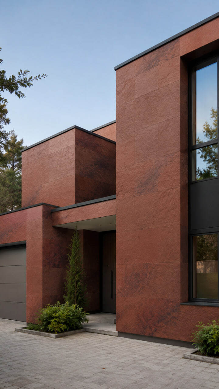Flexible Tile in a Warm Terracotta Texture for an Expressive Facade