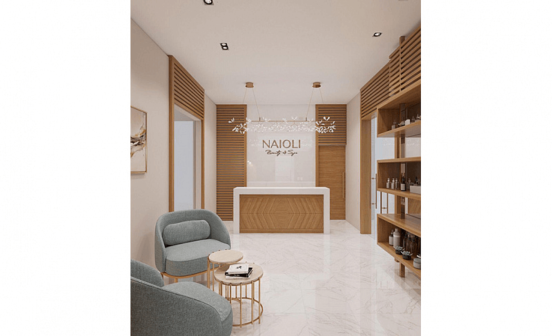 Интерьер входной группы SPA-салона с уютным декором