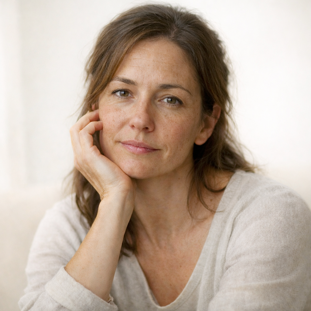 Женщина 35–50, естественная красота, мягкий свет