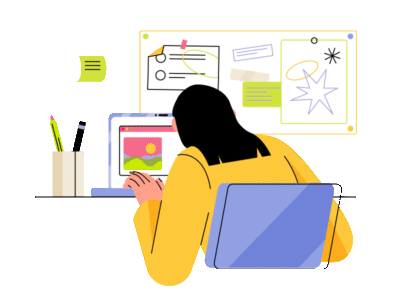 анимация гиф девушка за столом