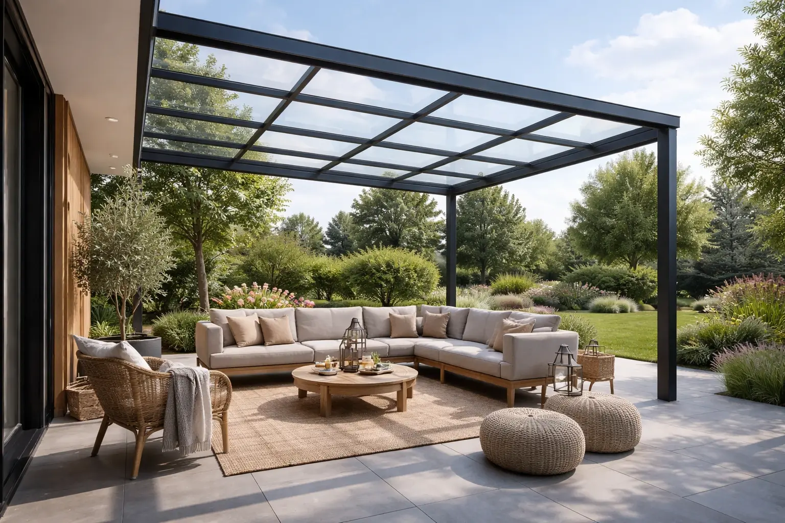 Стеклянный навес для террасы