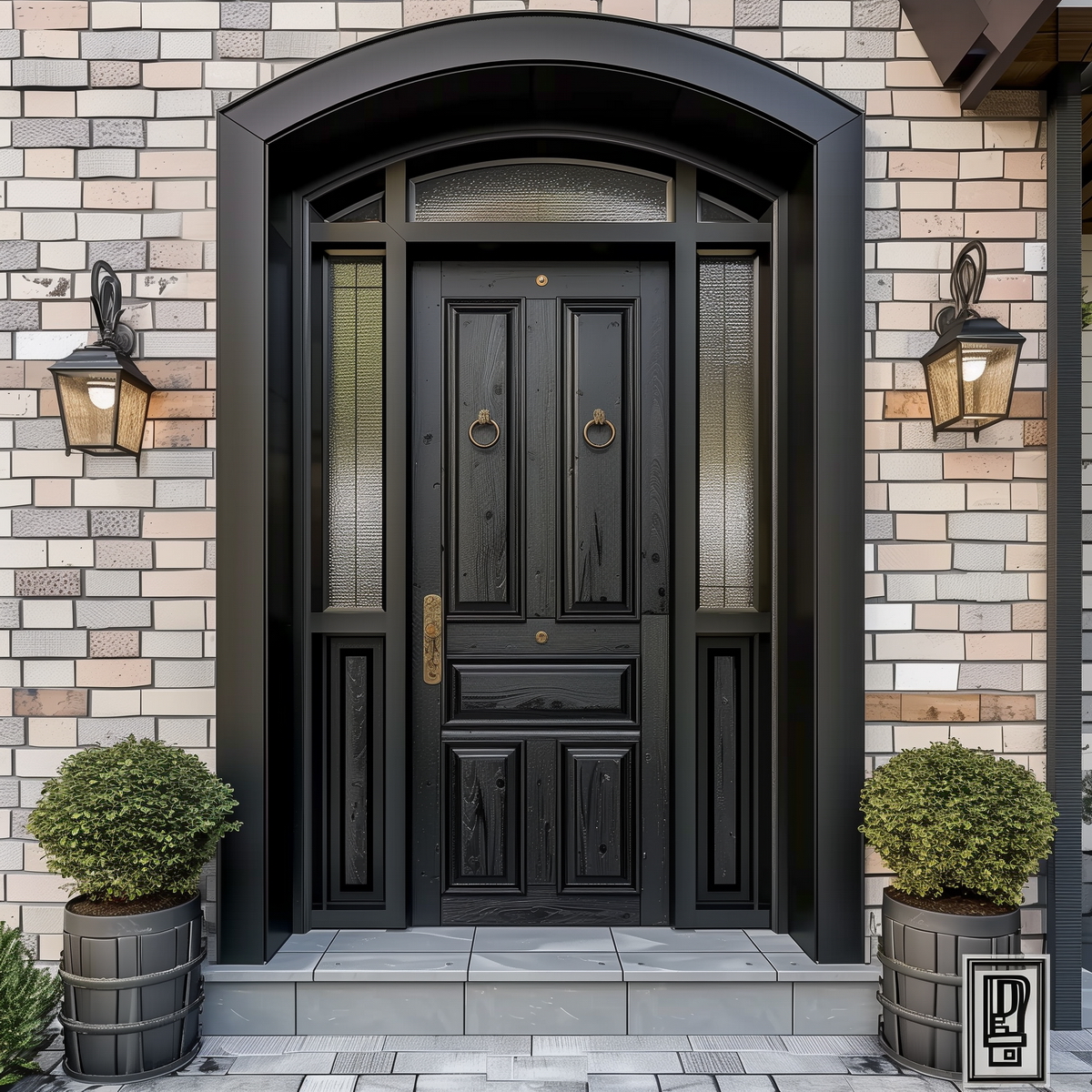 Входная деревянная дверь из массива со стеклом