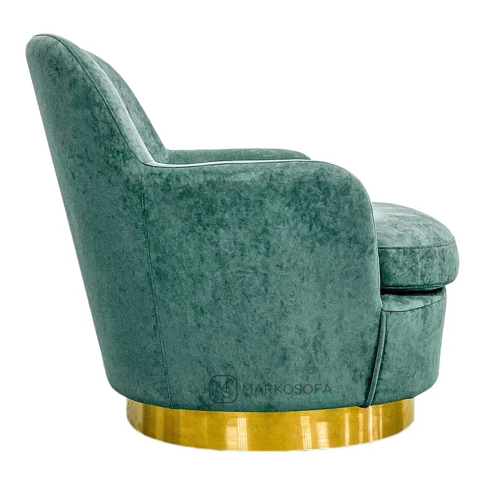 Реплика кресла Жак от Минотти (Jacques Minotti) на заказ в обивке из зеленого велюра на латунном кольце