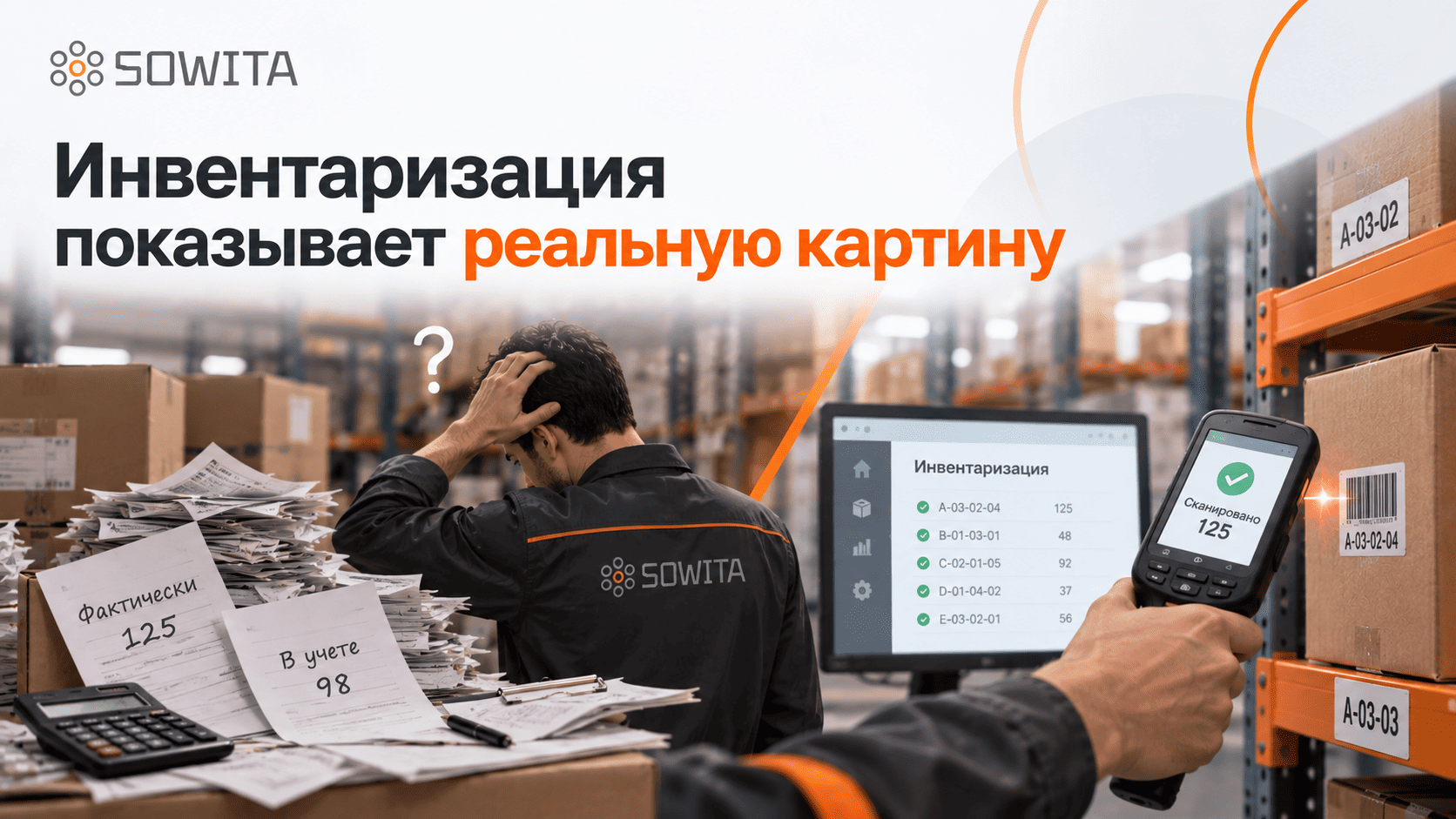 Инвентаризация склада с ручным учетом и терминалом сбора данных