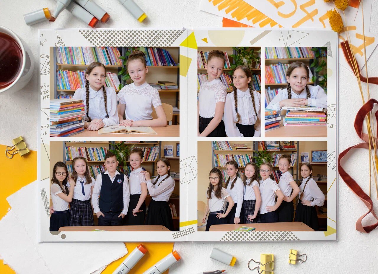 Дизайн 61 — выпускной альбом 4 класса, разворот 3