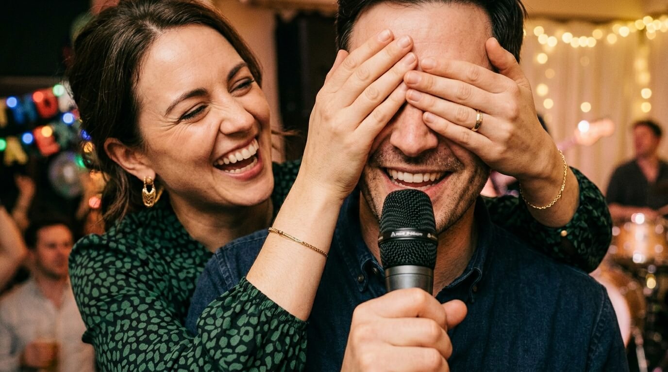 Жена поздравляет мужа с юбилеем и дарит ему песню