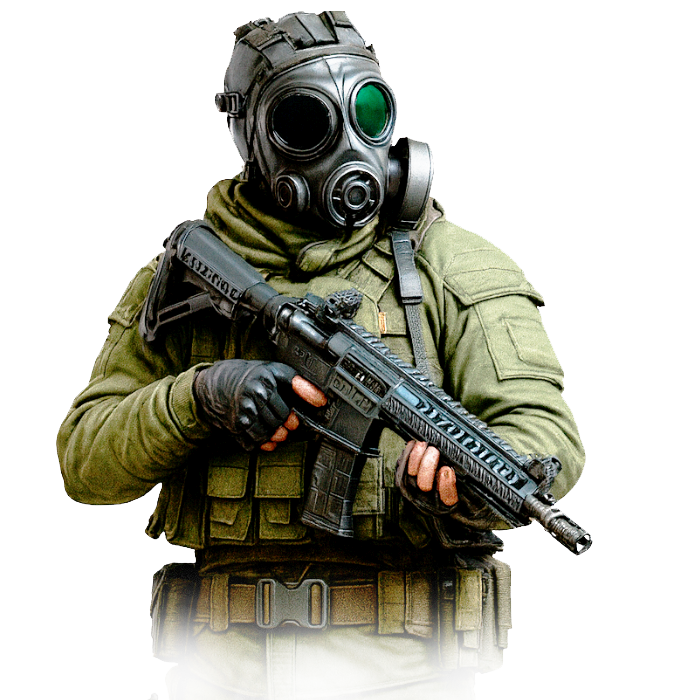 Персонаж солдат из игры Command Strike FPS держит автомат